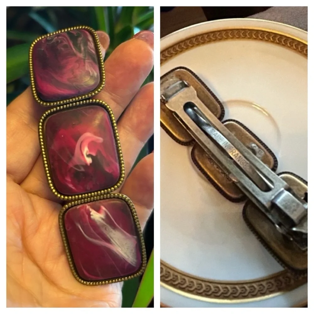 Vintage Marbled Berry Barrette